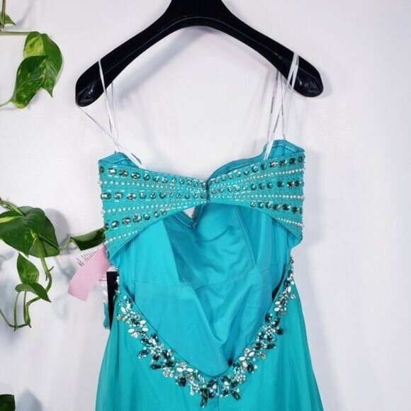 Green Long Gown Small Embellished Cut Out Evening Chiffon Alyce Paris 4 NWT$348 - Picture 12 of 12